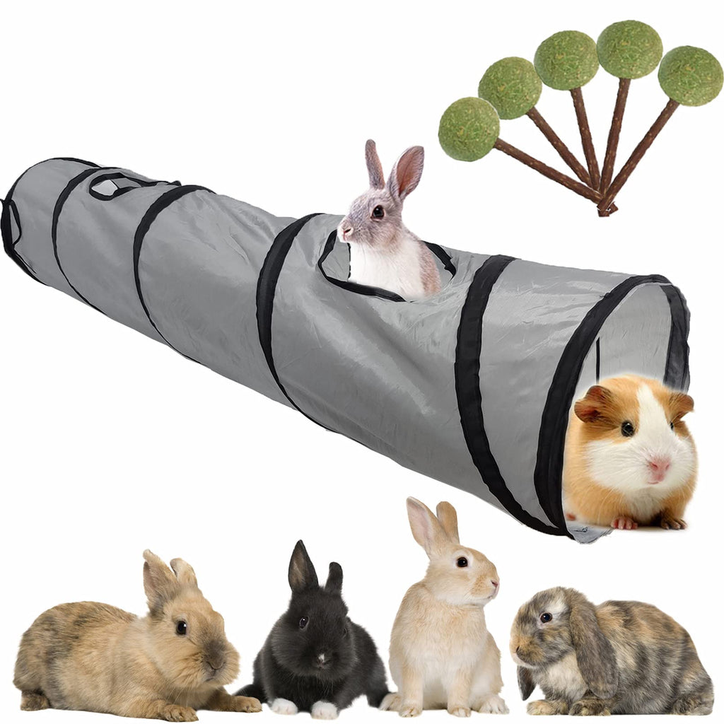 Hamiledyi Bunny Tunnel Rabbit Large Tube Toy Collapsible Indoor Interactive Rabbit Hideout with 5 Pack Stick Grass Ball Chew Toys for Ferrets Guinea Pigs Chinchillas Kitten - PawsPlanet Australia