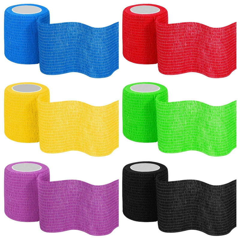 Heyu-Lotus 6 Pack Cohesive Bandages 5cm x 4.5m Vet Wrap Self Adherent Bandages Elastic Cohesive Tapes Pet Bandage Wraps for Dogs and Cats, Assorted Colours - PawsPlanet Australia