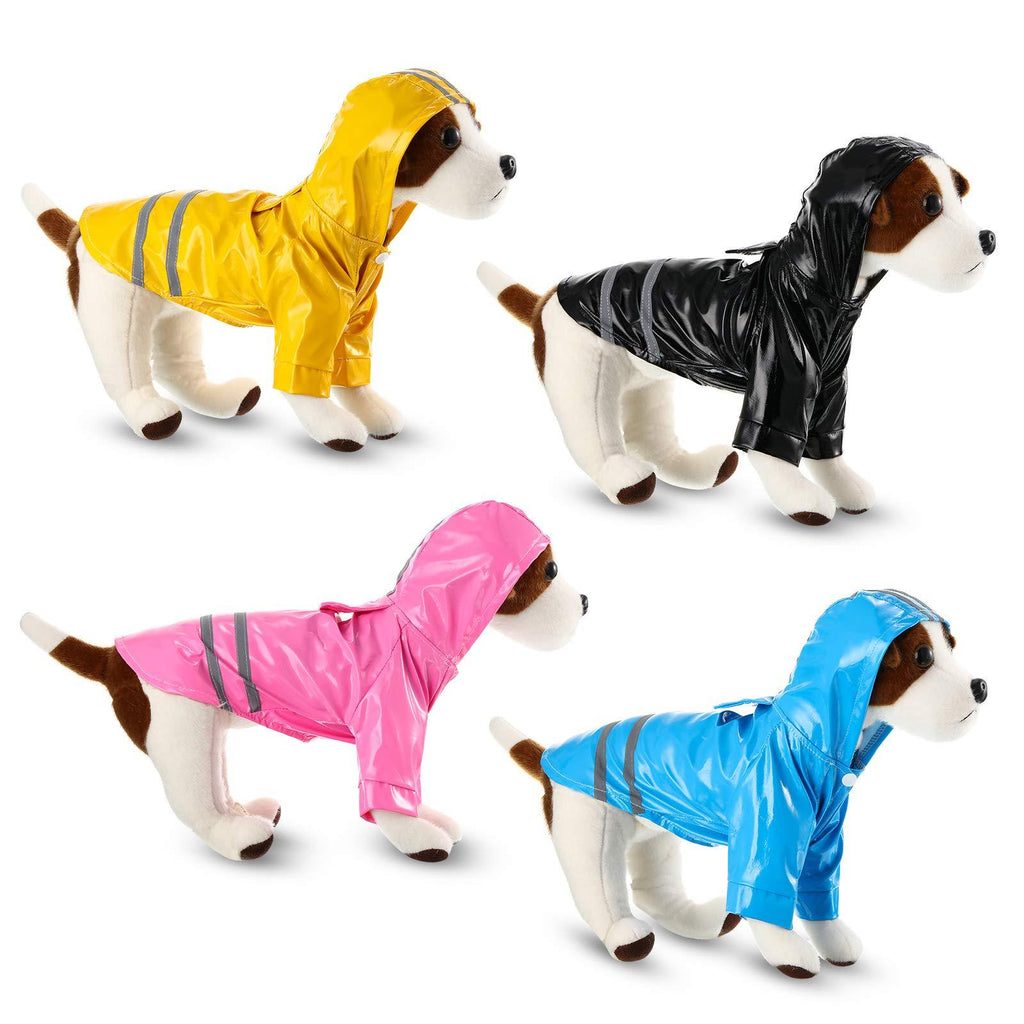 Geyoga 4 Pieces Reflective Strip Dog Raincoat with Hood Lightweight Dog Rain Poncho Hooded Pet Rain Jacket Puppy Rainwear for Outdoor Small Dogs - PawsPlanet Australia