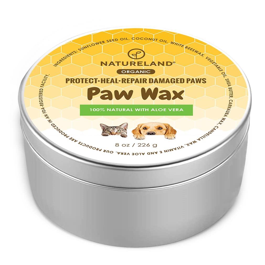 Natureland Organic Paw Wax for Dogs and Cats, Jumbo Pack, Natural Outdoor Protection to Heal, Repair, and Protect Dry, Chapped, or Rough Pads, Helps Protects Paws on Snow, Sand, or Dirt 8 OZ - PawsPlanet Australia