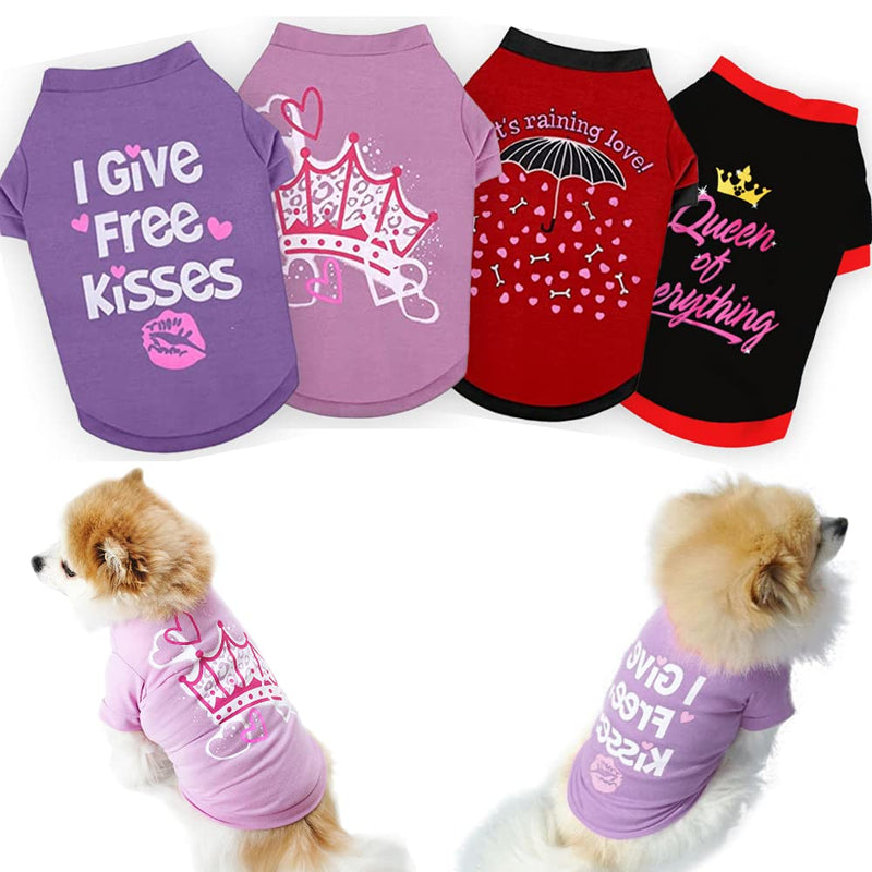 Yikeyo Set of 4 Dog Shirt for Small Dog Girl Puppy Clothes for Chihuahua Yorkies Bulldog Summer Pet Outfits Female Outfits Tshirt Apparel (4PC, Medium) Girl Dog Clothes Medium 4PC - PawsPlanet Australia