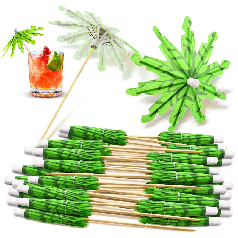 40 Pieces Green Tropical Coconut Palm Tree Toothpicks Paper Umbrellas Bamboo Toothpicks Handmade Cocktail Parasol Sticks for Cocktail Decorations - PawsPlanet Australia