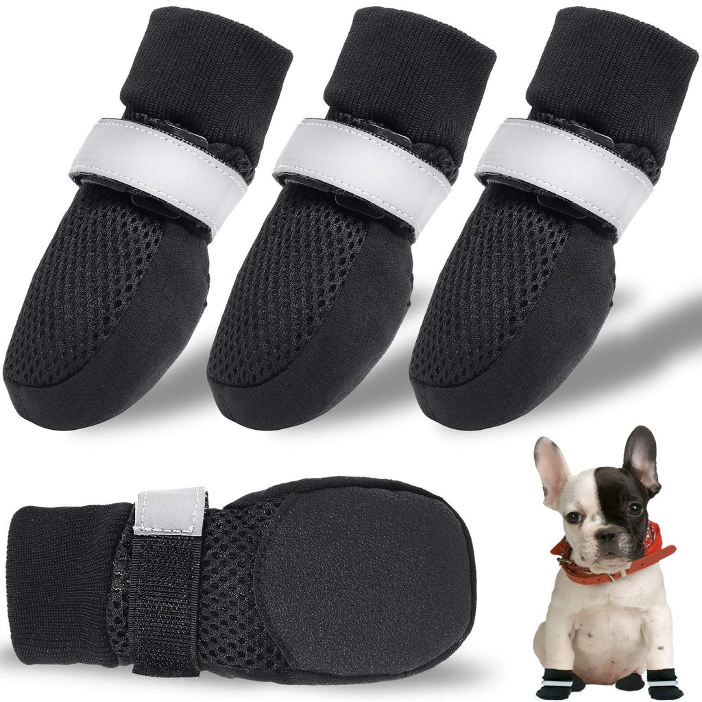 CALHNNA Dog Boots for Small, Medium Dogs - Dog Shoes with Breathable Mesh Nonslip Rubber Soles(Upgrade) to Prevent Scratching Licking Size S: 1.69"(Width) Black - PawsPlanet Australia