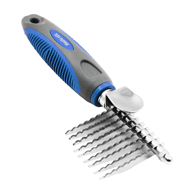 Tuff Pupper Dematting Tool For Dogs & Cats – Our Matting Comb For Dogs Easily & Safely Remove Dead, Matted Or Knotted Hair | Ergonomic, No-Slip Safety Handle Provides Precision Control And Leverage Against The Toughest Knots Dematting Comb - PawsPlanet Australia