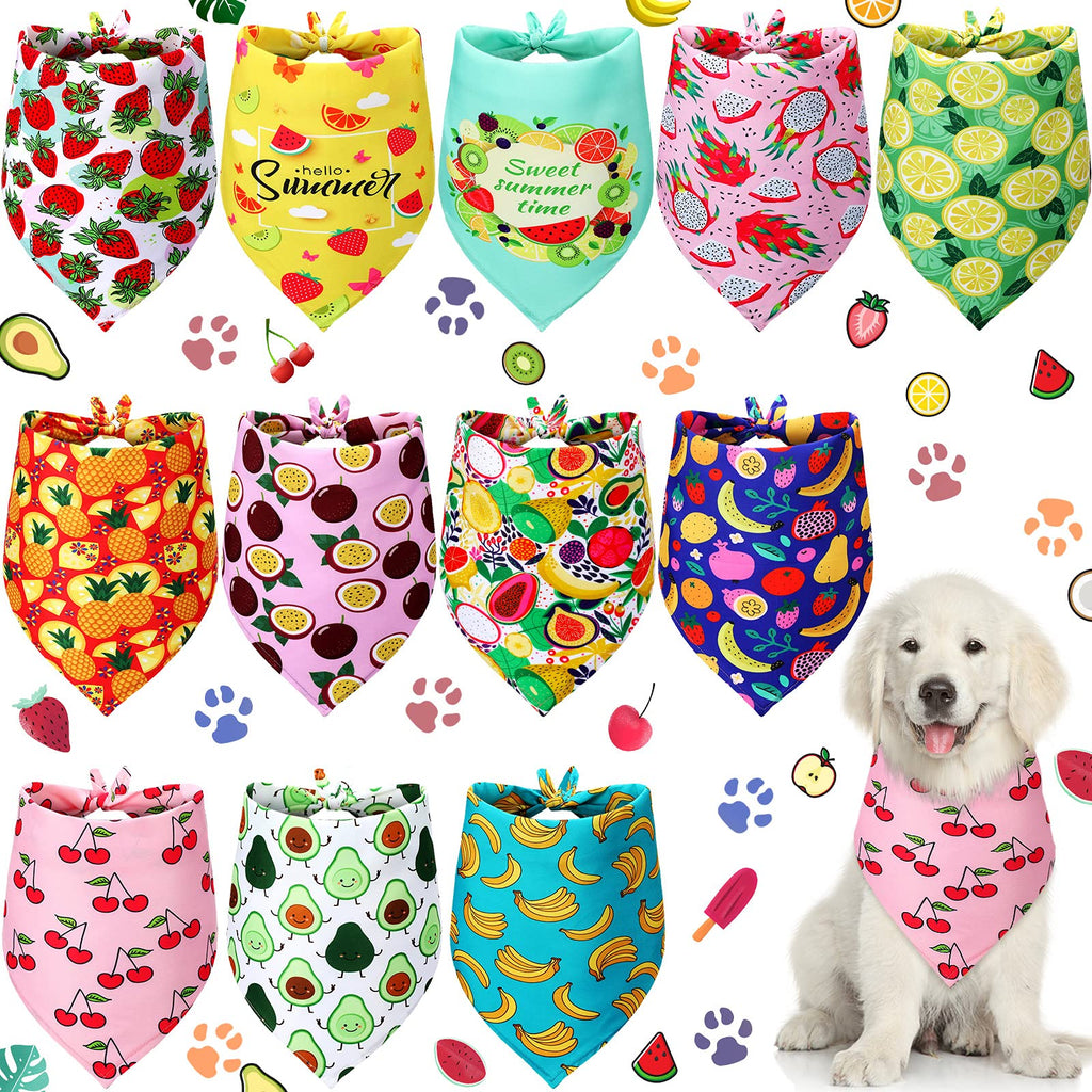 12 Pieces Dog Pet Summer Bandanas Washable Fruit Dog Bandanas Triangle Dog Bibs Scarf Assortment Pet Kerchief Dog Scarf Accessories for Small Medium Size Pets (Fruit Patterns) Fruit Patterns - PawsPlanet Australia