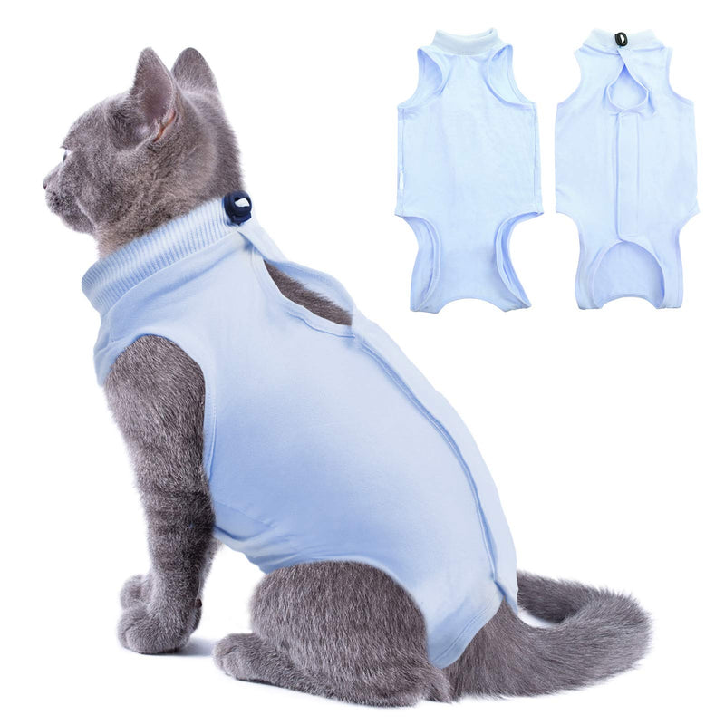 SUNFURA Cat Recovery Suit for Abdominal Wounds Spay After Surgery, Professional Breathable Surgical Body Suit for Cats Dogs Neuter, E-Collar Alternative Pet Anxiety Vest Shirt Anti Licking S Blue - PawsPlanet Australia