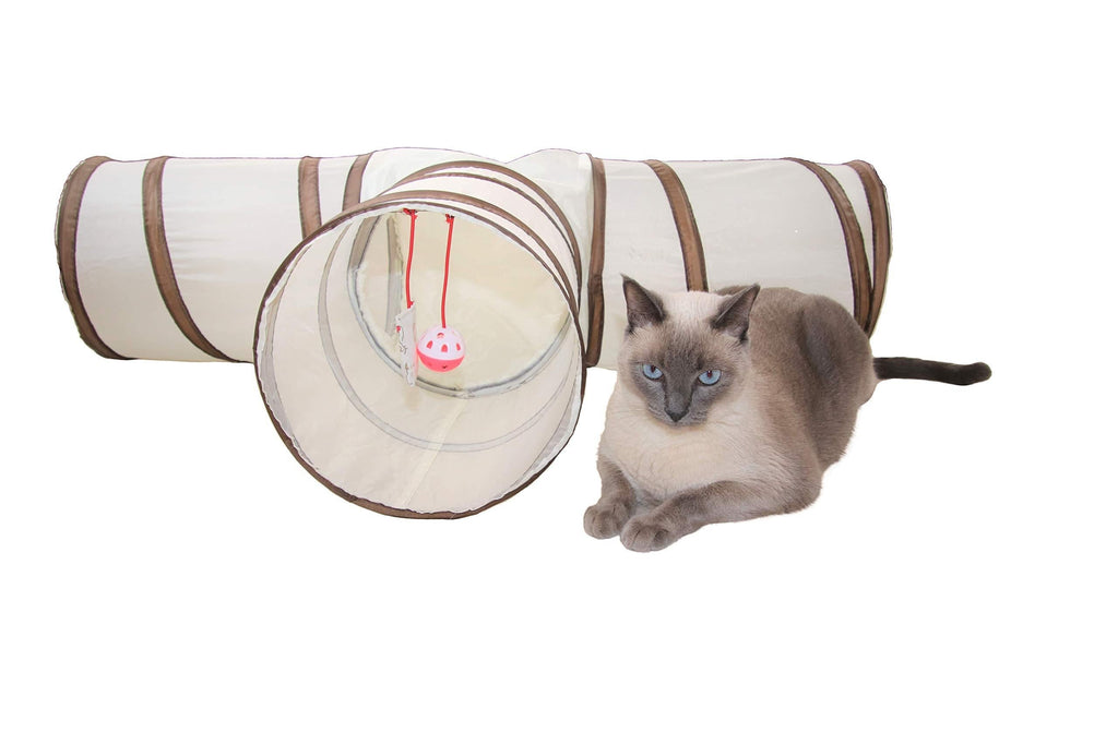 pawtaz Cat Tunnel for Indoor T-Shape 3 Way Collapsible Crinkle with Dangling Ball Peek Hole | Comes with Storage Bag - PawsPlanet Australia