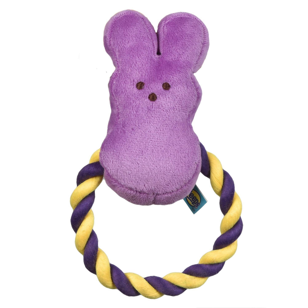 Peeps for Pets Bunny 6 Inch Purple Plush Rope Pull Toy for Dogs | Purple Dog Toy from Peeps, Plush Fabric Dog Toys | Small Squeaker Dog Toy with Rope (FF16025) - PawsPlanet Australia