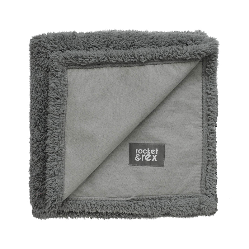 ROCKET & REX Waterproof Dog Blankets for Dogs | for Small Dogs | Protects Bed, Couch, & Sofa | Extra Soft Fleece Fabric | Reversible Faux Suede Grey 21 x 27" - PawsPlanet Australia