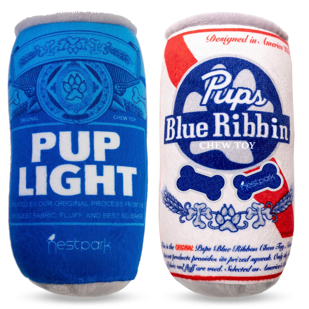 Pup Light and Pups Blue Ribbin - Funny Dog Toys - Plush Squeaky Dog Toys for Medium, Small and Large - Cute Dog Gifts for Dog Birthday - Cool Stuffed Parody Dog Toys (2 Pack) (Mix) Mix - PawsPlanet Australia