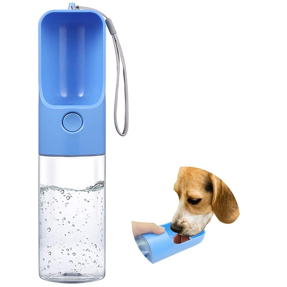MTSLYH Dog Water Bottle 15 oz Dog Water Bowl 450 ml Portable Durable Dog Water Bottle With Leak-Proof Button BPA-free Portable Dog Bowl For Outdoor Traveling, Walking, Camping And Hiking (Blue) Blue - PawsPlanet Australia