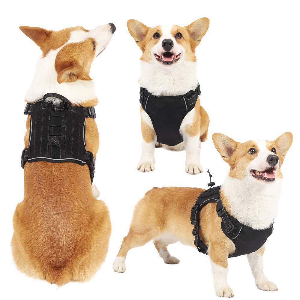 ARCICIDOU Easy to Put on & Take Off No Pull Dog Harness, Unique Colors Reflective Adjustable Vest, with a Training Handle + 2 Metal Leash Hooks+ 3 Snap Buckles +4 Slide Buckles S - PawsPlanet Australia