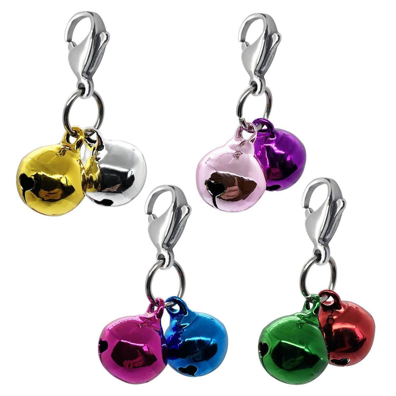 Fiyoom Pet Cat Collar Bells,8 Pcs Colourful for Dog Training Bells,with 1 Pack Stainless Steel Clips and Key Rings Small - PawsPlanet Australia