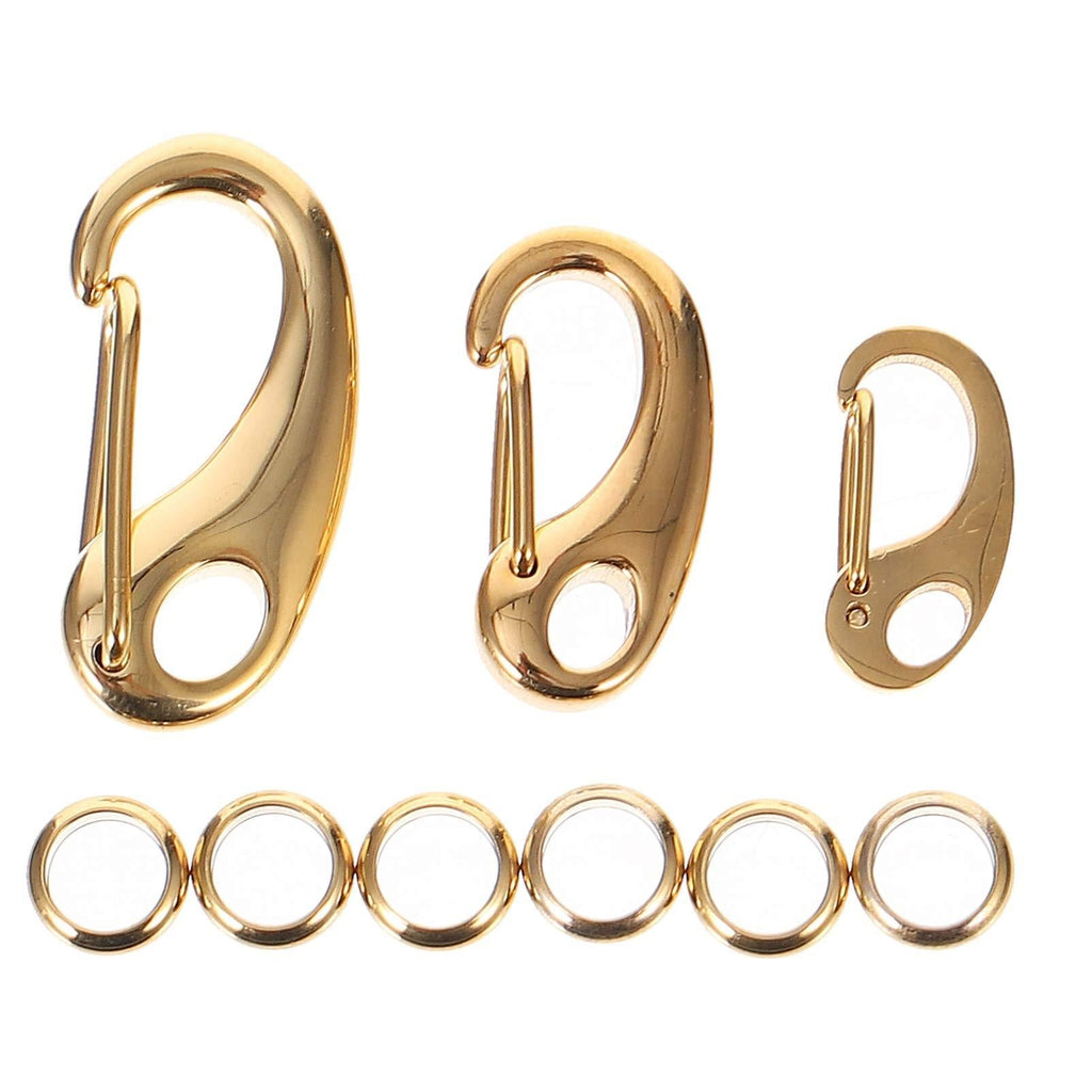 Balacoo 3Pcs Pet Tag Quick Clip Stainless Steel Sping Load Hook with 6Pcs Rings for Pet ID Tags Keychain Buckles Harnesses Sliver Gold - PawsPlanet Australia