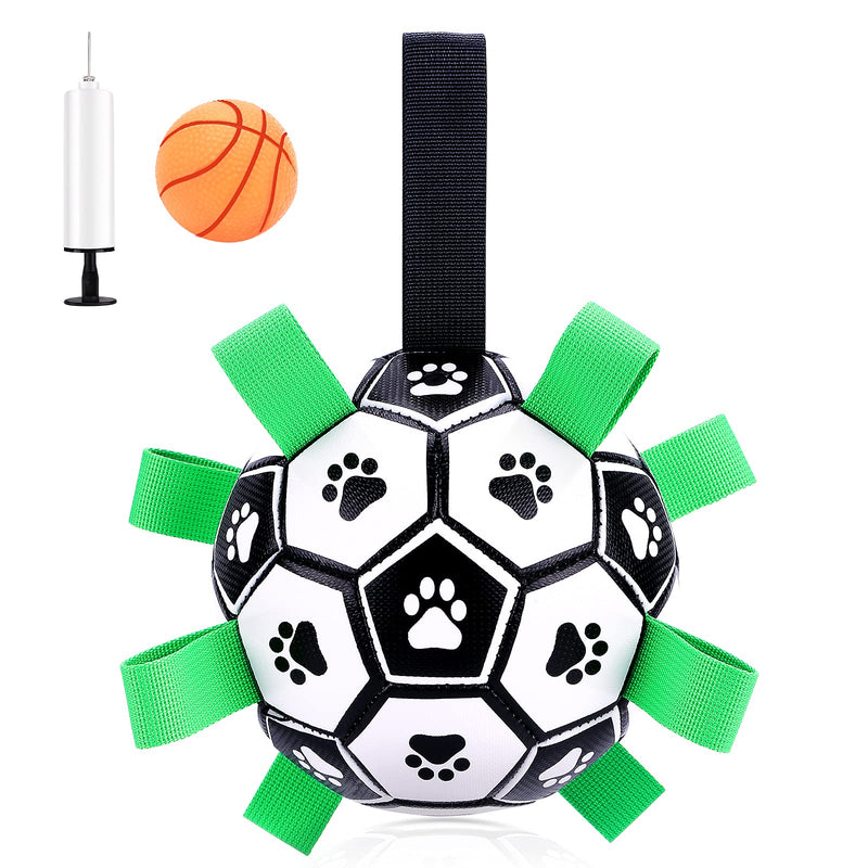 Dog Soccer Ball with Grab Tabs and Basketball Dog Chew Toy Interactive Dog Toys for Tug of War, Dog Tug Toy Durable Dog Balls for Small & Medium Dogs - PawsPlanet Australia