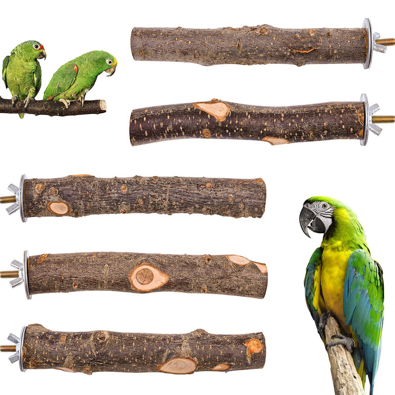 Bird Perch 5 PCS Parrot Stand Natural Wood Branch Platform Paw Grinding Stick Toys Cage Accessories for Budgies Cockatiels Lovebirds Parakeets Parrotlets - PawsPlanet Australia