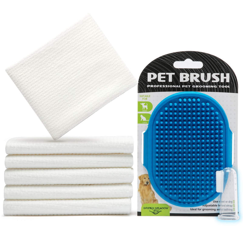 MTSCE Pet Disposable Towel Set, 5PC Dog Drying Towel Large Size Ultra Water Absorbent Professional Pet Shampoo Brush Toothbrush for Dogs Cats Pets - PawsPlanet Australia