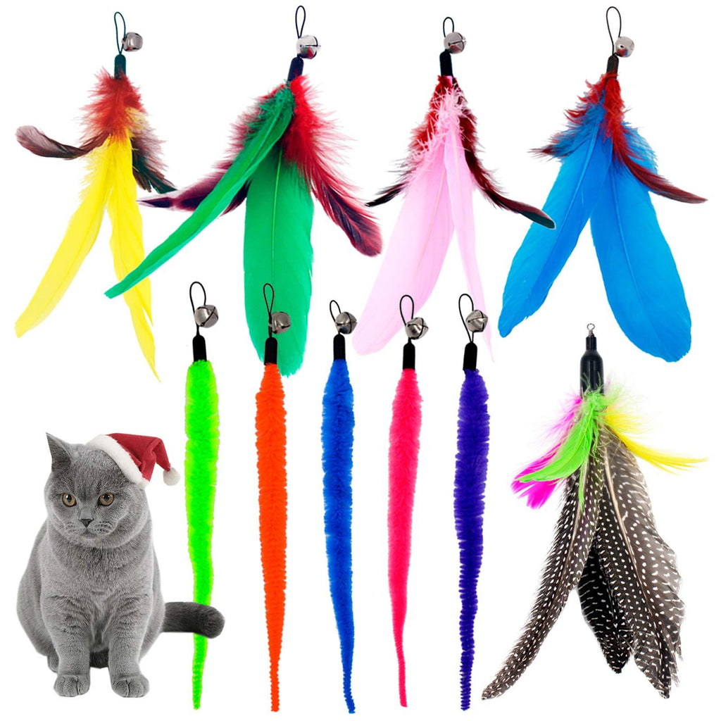 TIENAILING 10PCS Feather Teaser Refills Feather Cat Toys Worms Birds Feathers Refill for Cats Wand Replacement, Interactive Teaser Funny Exercise for Kitten Cats - PawsPlanet Australia