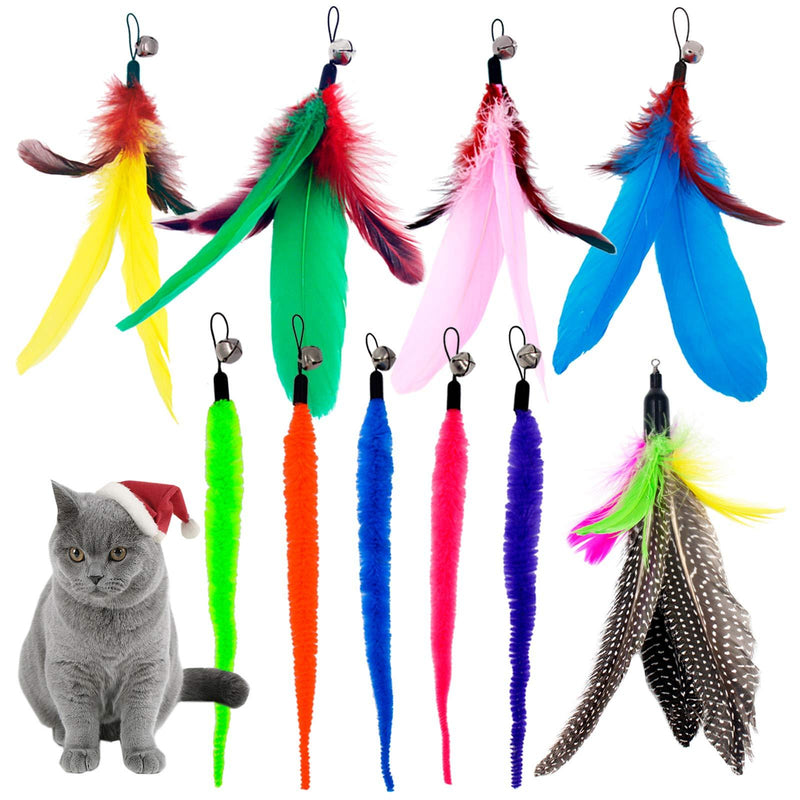 TIENAILING 10PCS Feather Teaser Refills Feather Cat Toys Worms Birds Feathers Refill for Cats Wand Replacement, Interactive Teaser Funny Exercise for Kitten Cats - PawsPlanet Australia
