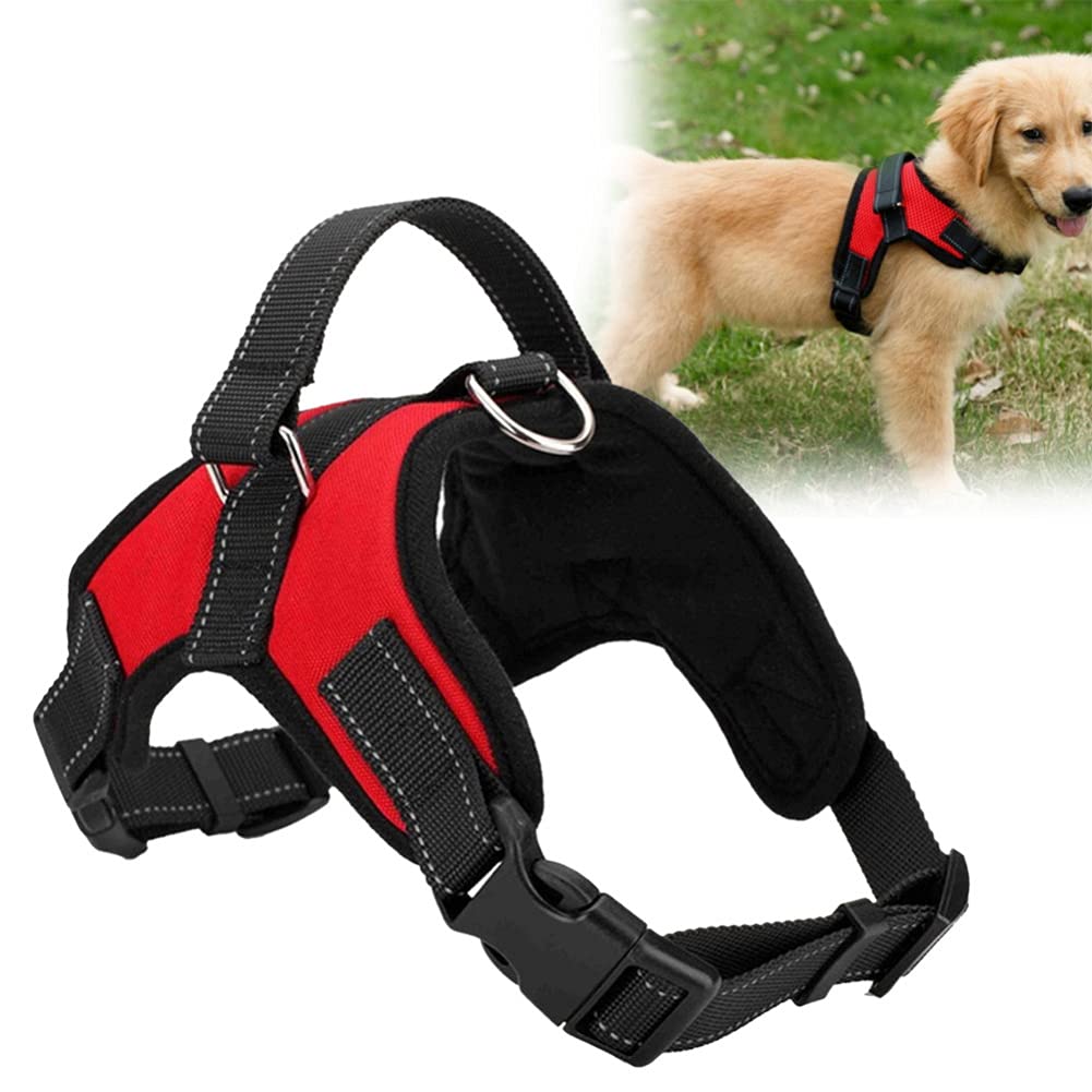 UNIVERSESTAR Dog Harness No-Pull Pet Harness, Adjustable Outdoor Walking Pet Reflective Oxford Soft Vest with Handle Easy Control for Small Medium Large Dogs (M,Red) - PawsPlanet Australia