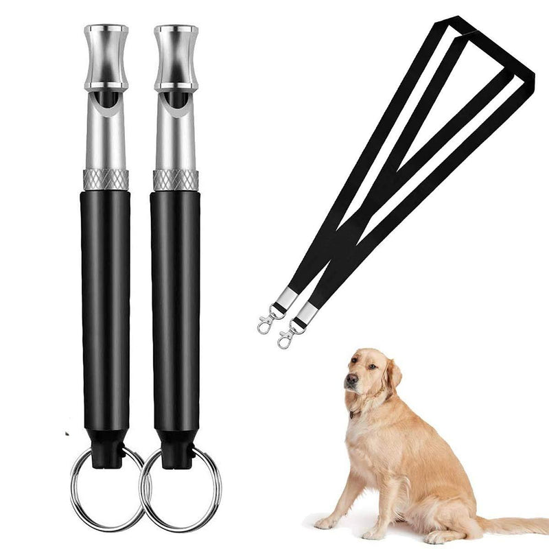 LFEEY Dog Whistle to Stop Barking Adjustable Pitch Ultrasound Dog Training Whistles with Lanyard Pet Training Tool Black(2 Pack) - PawsPlanet Australia