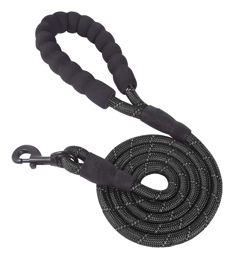 Panykoo 5/6 FT Strong Pet Dog Leash with Highly Reflective Threads,360° No Tangles and Comfortable Padded Handle,Suitable for Small,Medium and Large Dogs 5FT Black - PawsPlanet Australia