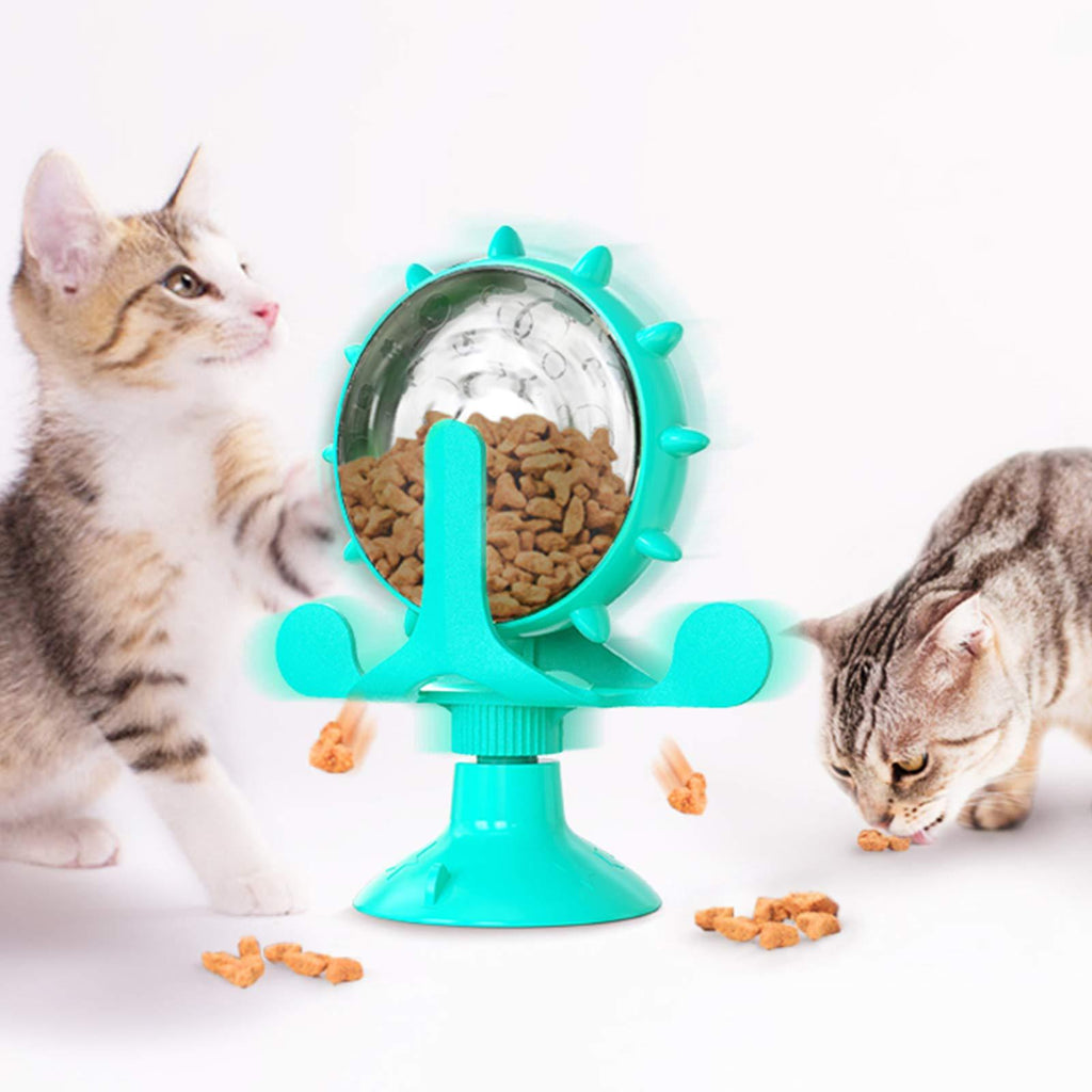 Windmill Cat Toy, Windmill Leaking Food Toy Interactive Cat Toys for Indoor Cats with Suction Cup, Cat Treat Dispenser Toy - PawsPlanet Australia