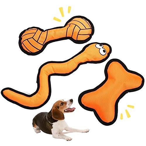 Jiachen Squeaky Dog Interactive Toys for Chewers Small Medium Large Breed-Fetch and Play Indoor Outdoor-Snake,Bones,Dumbbells 3 Pcs Dog Gift,Squeaks, Floats, Washable - PawsPlanet Australia