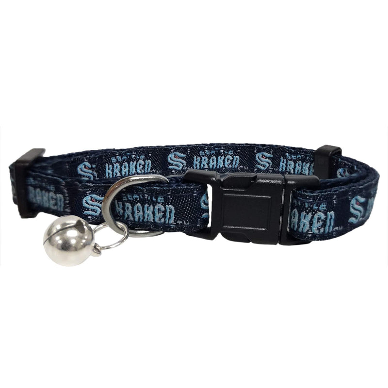 Pets First NHL Seattle Kraken CAT Collar Adjustable Break-Away Collar for Cats with Licensed Team Name & Logo. Cute & Fashionable Hockey Sports Cat Collar with Metal Jingle Bell - PawsPlanet Australia