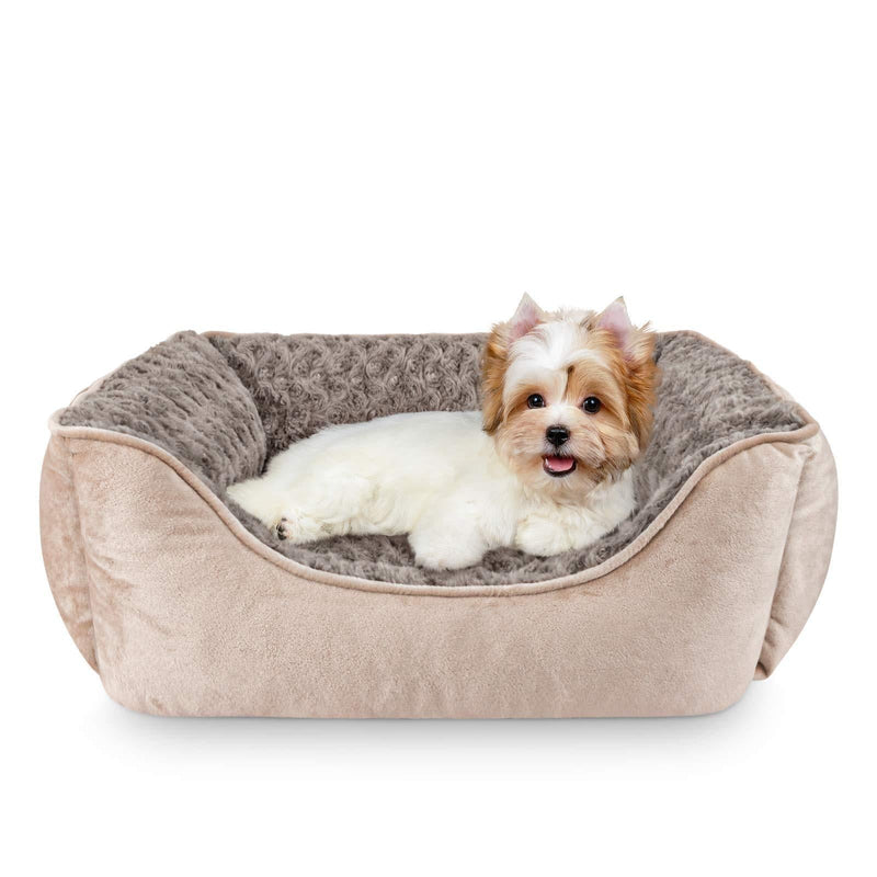 JOEJOY Rectangle Dog Bed for Large Medium Small Dogs Machine Washable Sleeping Dog Sofa Bed Non-Slip Bottom Breathable Soft Puppy Bed Durable Orthopedic Calming Pet Cuddler, Multiple Size, Beige S(19"x 16"x 7") - PawsPlanet Australia
