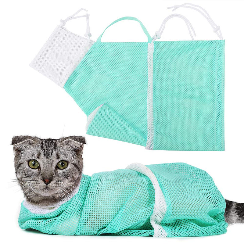 JMOON Cat Bathing Bag,Cat Shower Bag Anti-Bite & Anti-Scratch,Injecting Examining Nail Trimming,Adjustable Multifunctional Breathable Restraint Cat Bag Restraint GREEN - PawsPlanet Australia