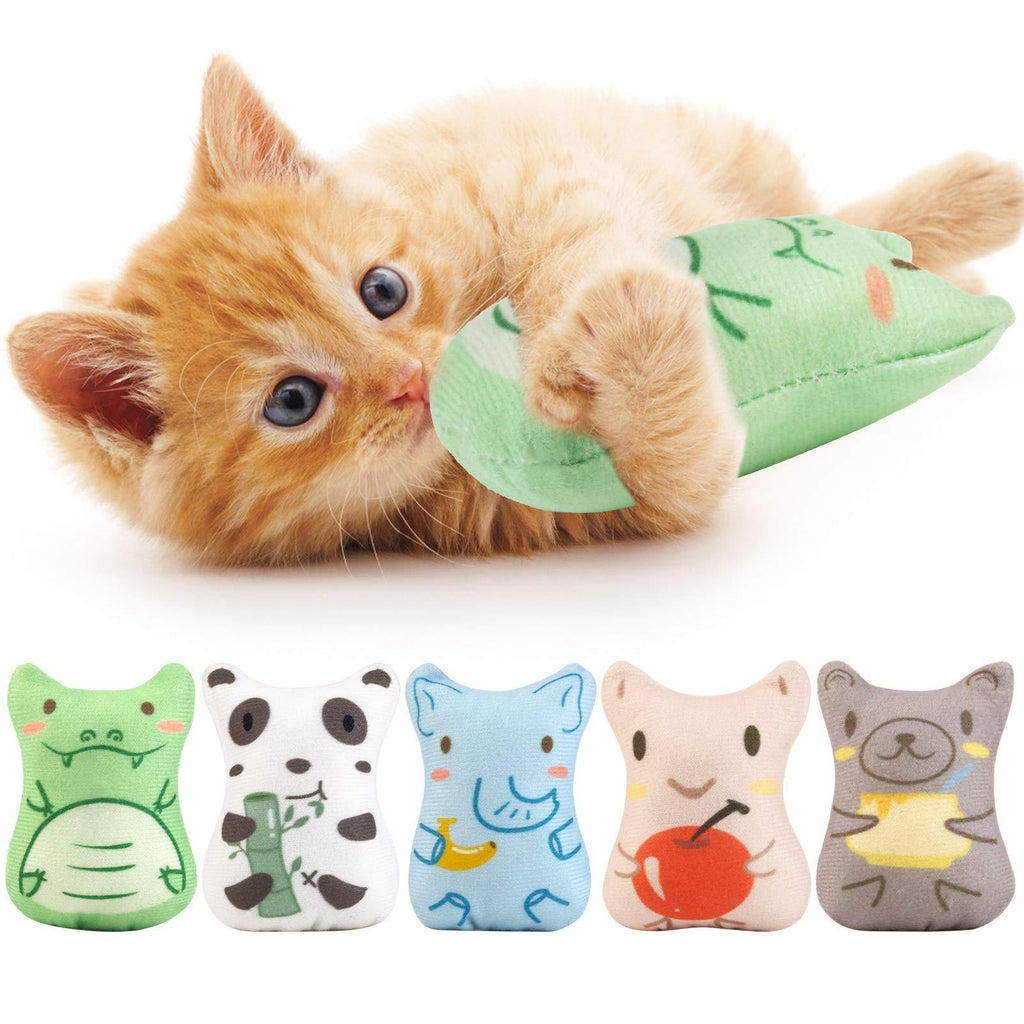 Dorakitten Catnip Toys for Indoor Cats - 5PCS Plush Cat Chew Toys Teething Interactive Catnip Filled Kitten Toy Soft Pet Toy Mint - PawsPlanet Australia