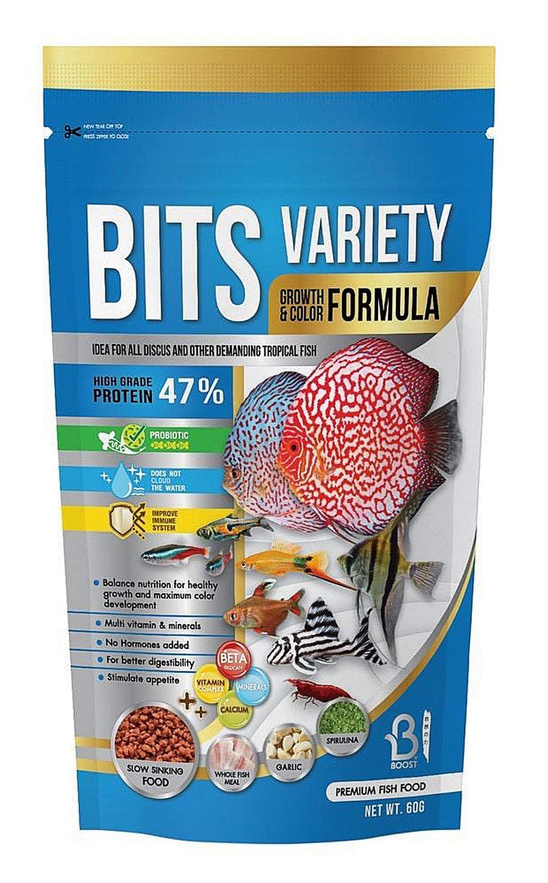 A.D.P. Fish Booster Bits Variety All Discus & Tropical Fish Food Mini Slow Sinking Pellets Grow Faster & Color Enhancing High Protein 47% for Goldfish & Aquarium Tropical Fish 60 g. Small Fish Feed - PawsPlanet Australia