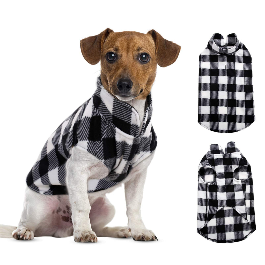 ASENKU Dog Sweater, Plaid Dog Fleece Vest, Soft Comfortable Pet Pajamas, Warm Winter Dog Shirt, Cold Weather Coat Jacket Pet Clothes for Small & Medium Dog Breeds (XXS, Black) XX-Small - PawsPlanet Australia