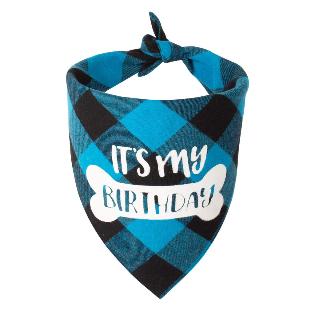 Dog Birthday Boy Bandana, It’s My Birthday Plaid Dog Puppy Birthday Bandana Triangle Scarf for Dog Birthday Party Supplies (Blue) Blue - PawsPlanet Australia