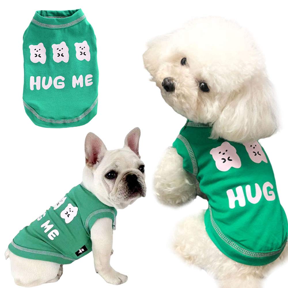 Dog Shirt Pet Shirts Cotton Puppy Clothes Summer Dog Vest Cat Shirts Breathable Pet Apparel Dog Clothes for Small to Medium Dog (Green, S) Green - PawsPlanet Australia
