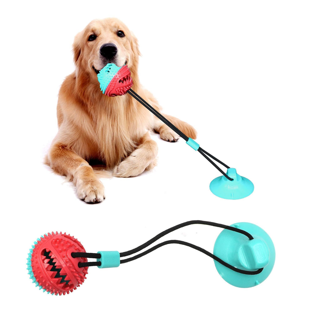 Squeaks Dog bite Single Suction Cup Rope Ball Toy with Bells, tug of war Toy Ball Aggression chew, Tooth Cleaning Interactive , Multi-Functional Interactive pet Toy with Food Distribution Function - PawsPlanet Australia