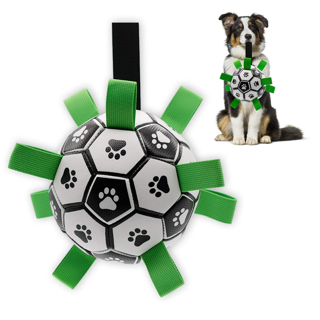 Interactive Dog Toys Dog Soccer Ball with Grab Tabs Dog Tug Toy Dog Water Toy for Outdoor, Durable Dog Ball Toy for Small Medium Dogs and Puppy（6 Inch） - PawsPlanet Australia