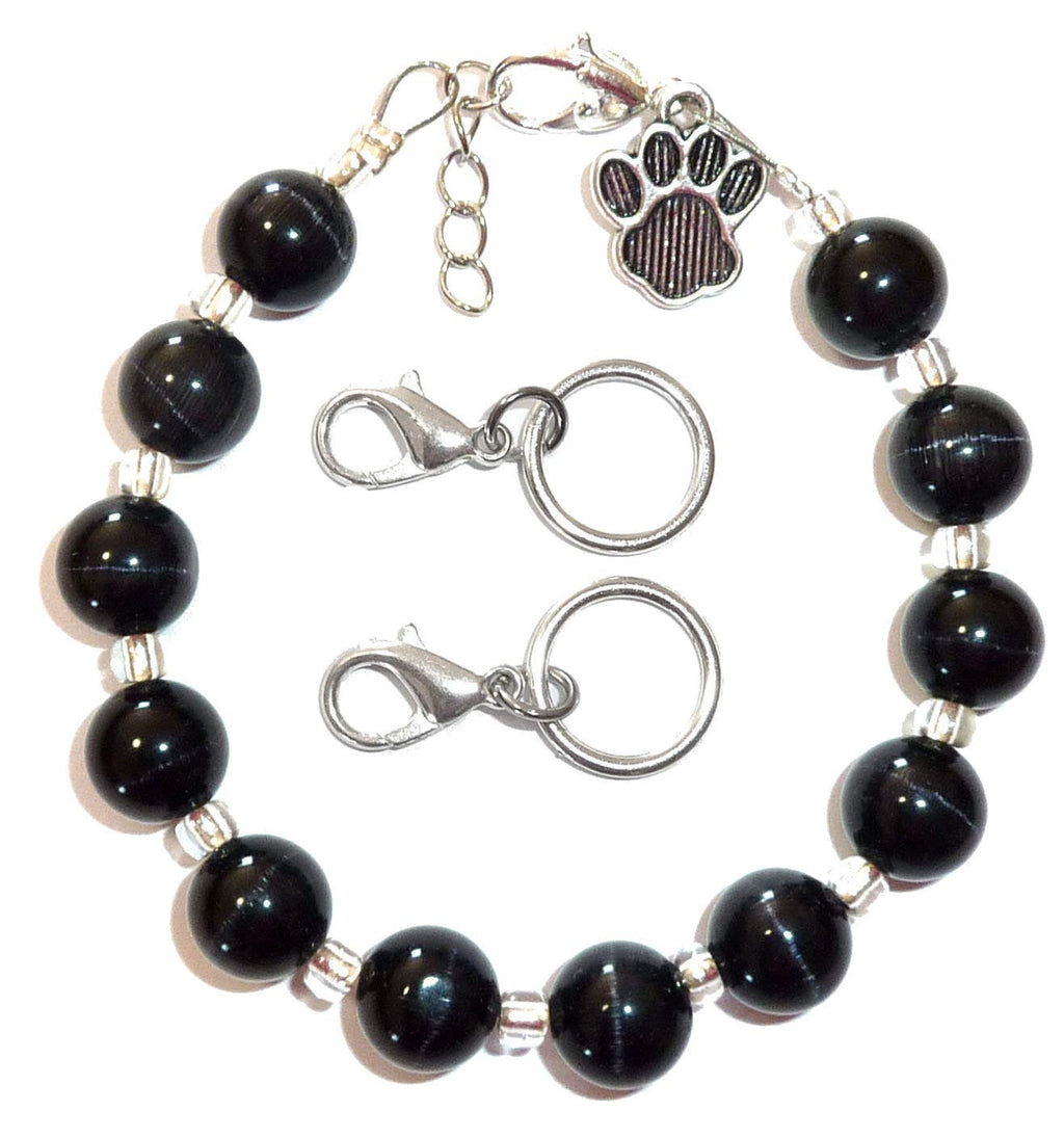 Pet Collar Adjustable Beaded Bling Jewelry Necklace, Pet Lover, Paw Print Charm, Small, Medium Dogs, Cats, Kittens, Puppies, Small Animal Accessories (7 - 9 1/2 Inches, Black) 7 - 9 1/2 Inches - PawsPlanet Australia