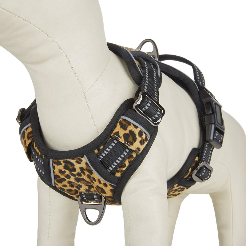 YUDOTE No Pull Reflective Dog Harness in Leopard Pattern, Adjustable Pet Vest with No Pull Front Clip, Easy Control Handle for Large Medium Dogs Walking Running Training Small(Neck 15.8"-20.5",Chest 19.3"-22.8") - PawsPlanet Australia