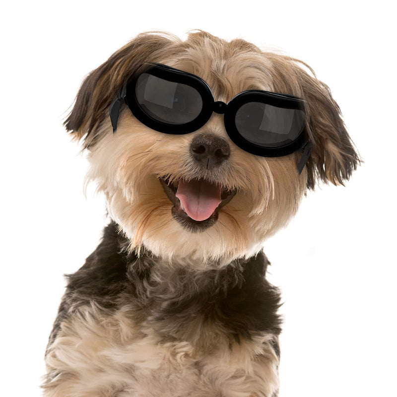Pawaboo Dog Sunglasses, Small Dog Goggles with Adjustable Band, Waterproof Windproof Snowproof Cool Glasses for Puppy and Cat Black - PawsPlanet Australia