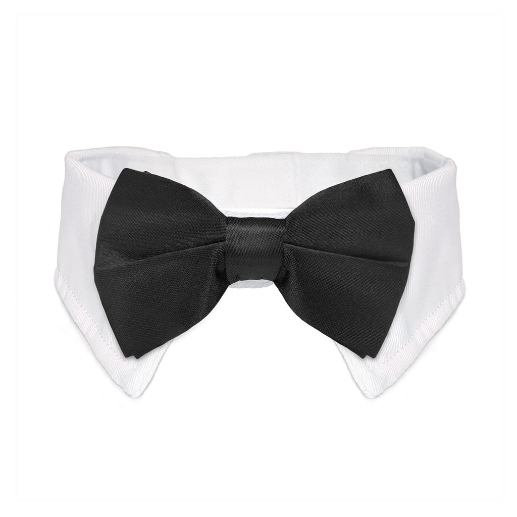 Dog Bow Tie, KOOLMOX Adjustable White Collar with Formal Bow Tie for Pet, Classic Dog Collar Bow Tie for Small Medium Large Dogs Tux Tuxedo Outfits, Wedding Holiday Valentines Costumes Black White 10.2-14 Inch (Pack of 1) - PawsPlanet Australia