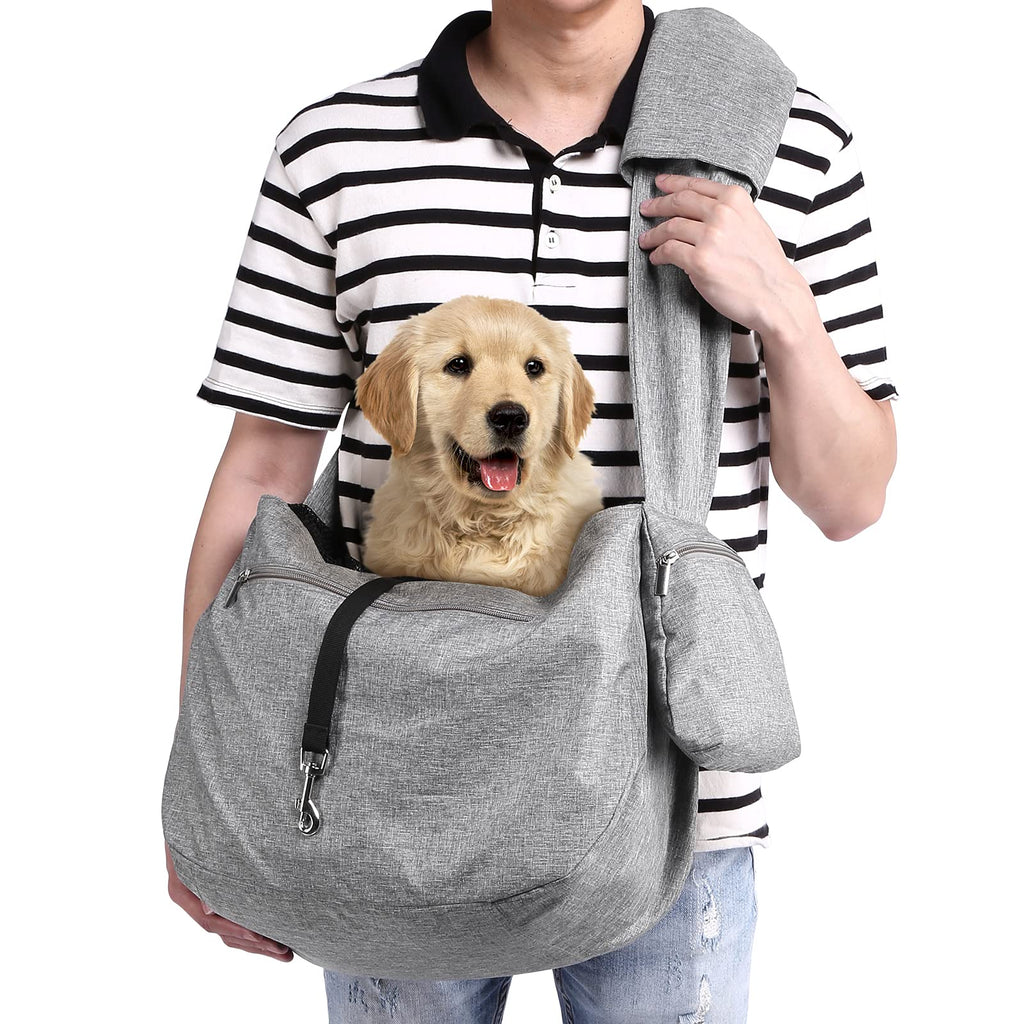 Ownpets Pet Sling Carrier, Fits 15 to 25lbs Extra-Large Dog/Cat Sling Carrier Reversible and Hands-Free Dog Bag with Adjustable Strap and Pocket Shoulder Pad for Outdoor Travel Hiking - PawsPlanet Australia