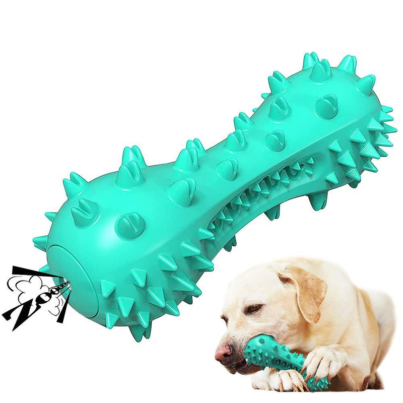 Electype Dog Chew Squeaky Toy for Aggressive Chewers,Almost Indestructible Tough Durable Dog Toothbrush Toys for Medium Large Breed Natural Rubber Dental Care.(Turquoise) - PawsPlanet Australia