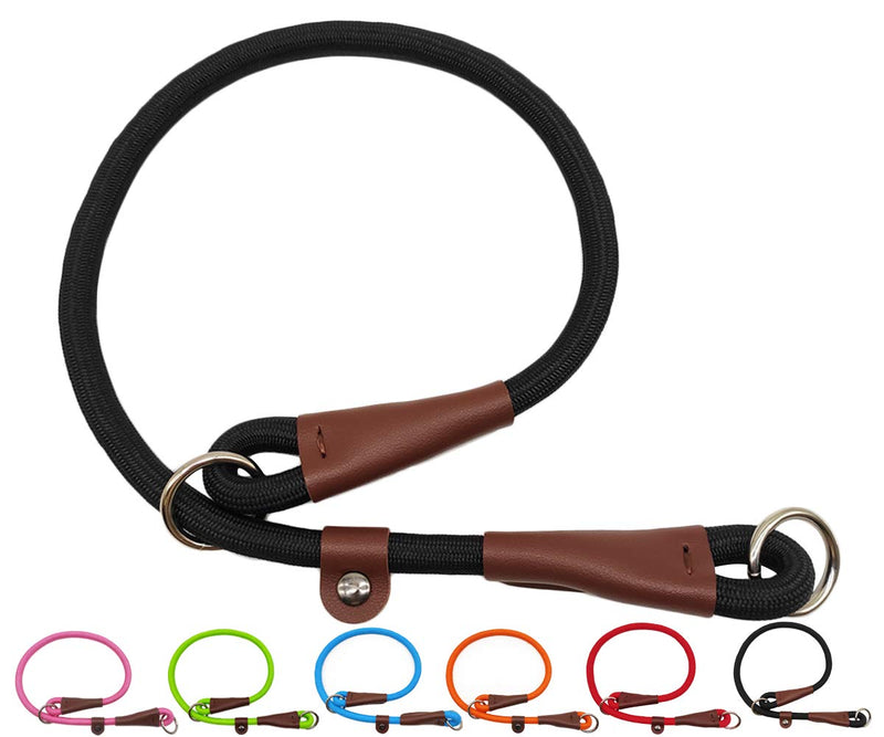 MayPaw Slip Collar Nylon Rope Choke Collar for Dog Training- No Pull Round Martingale Dog Collar for Small Medium Large Dogs 20" x 1/4" Black - PawsPlanet Australia