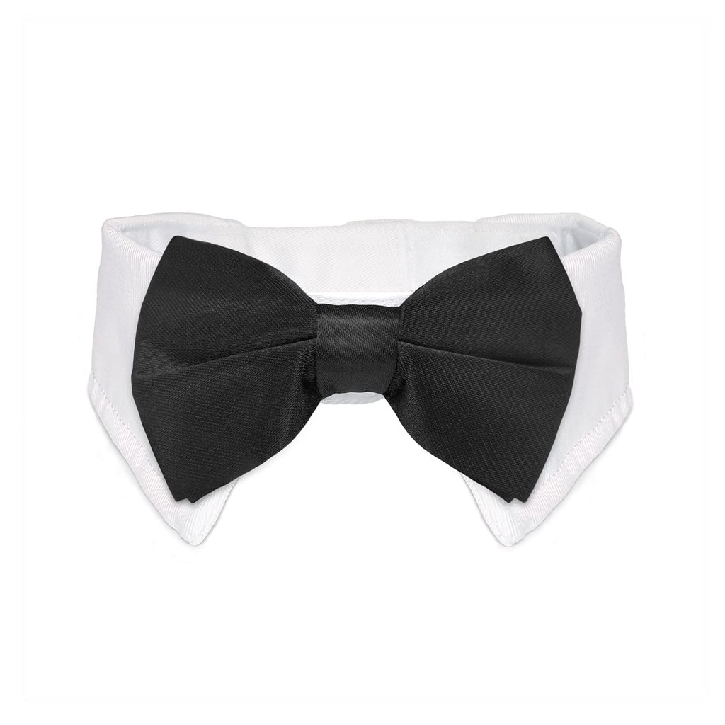 Dog Bow Tie, KOOLMOX Adjustable White Collar with Formal Bow Tie for Pet, Classic Dog Collar Bow Tie for Small Medium Large Dogs Tux Tuxedo Outfits, Wedding Holiday Valentines Costumes Black White 9.2-11.8 Inch (Pack of 1) - PawsPlanet Australia