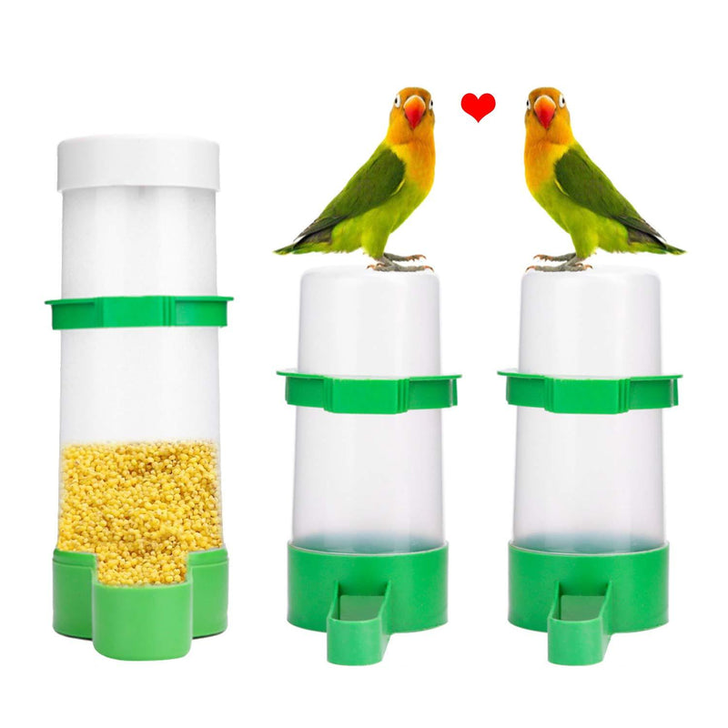 XISTEST Bird Feeder, Bird Water Dispenser for Cage, 2PCS Automatic Bird Water Feeder with 1PCS Food Feeder for Cage Pet Parrot Budgie Lovebirds Cockatiel 2PCS 60ml + 1PCS 150ml - PawsPlanet Australia