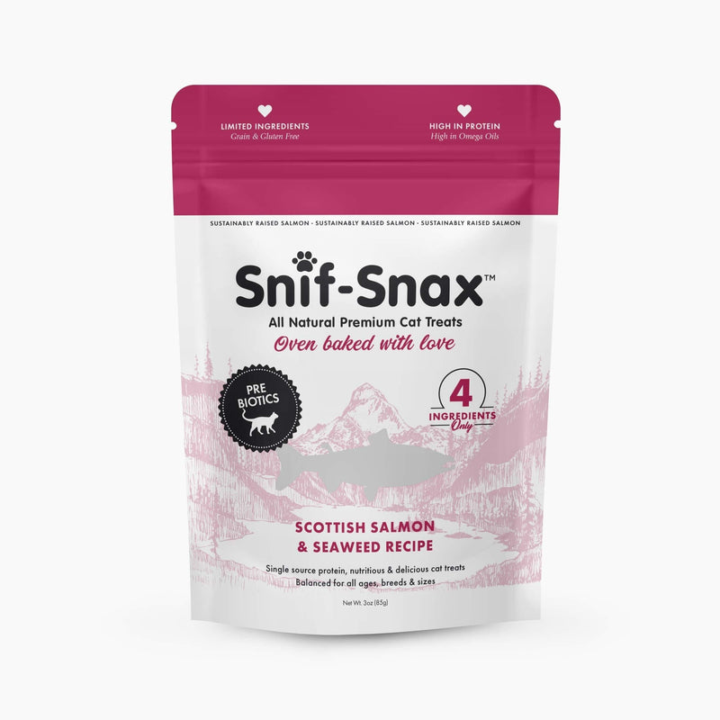 Snif-Snax All Natural Premium Cat Treats Scottish Salmon Sweet Potato and Seaweed Recipe, 3 oz. - PawsPlanet Australia