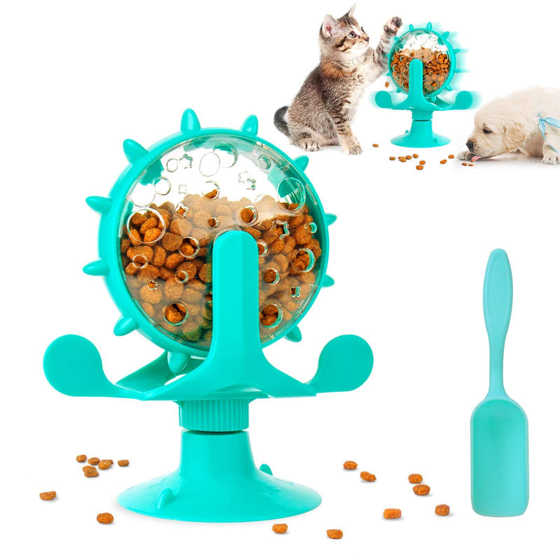 Icwin Dog Puzzle Toys,Cat Slow Feeder Windmill Treat Dispensing Dog Toys Powerful Suction Cup Dog Treat Toy Cat Puzzle Feeder Interactive Dog Toys Cat Toys Blue - PawsPlanet Australia