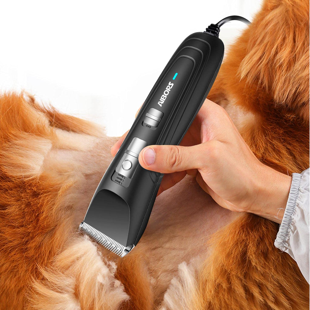AIBORS Dog Clippers for Grooming Professional 12V High Power Plug-in Pet Hair Trimmers for Thick Coats Heavy Duty, Quiet Dog Grooming Kit for Dogs and Cats Animals - PawsPlanet Australia
